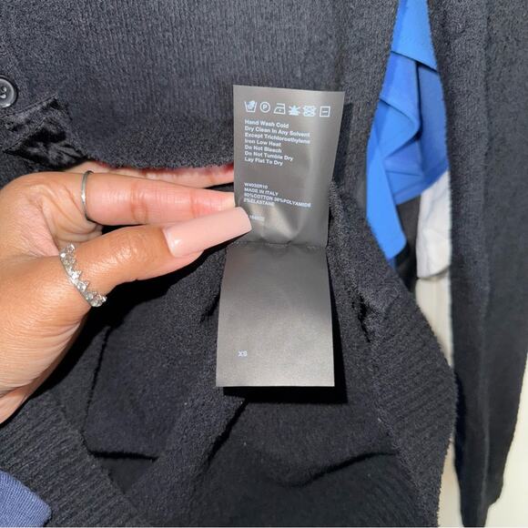 New WARDROBE.NYC Black Knit Cardigan Mini Dress with Shoulder Pads - Picture 14 of 17